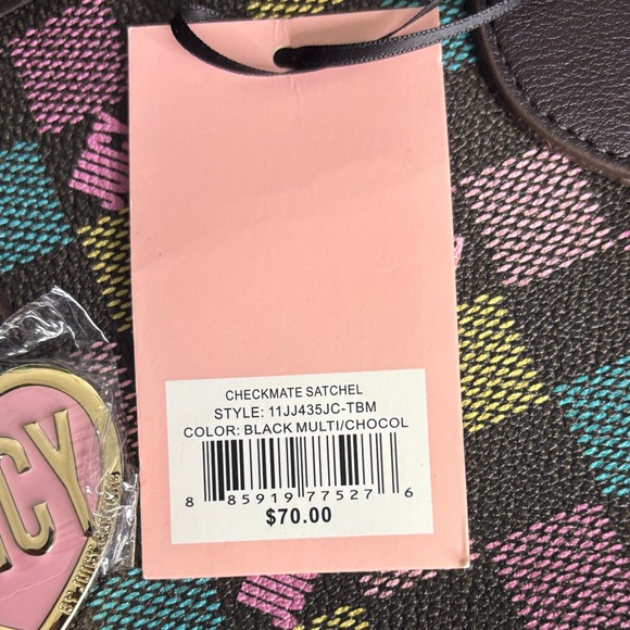 Juicy Couture Checkered Satchel with Pink Accents - Picture 7 of 10